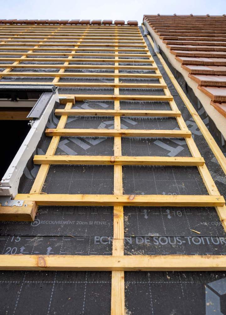 Préparation pose tuiles